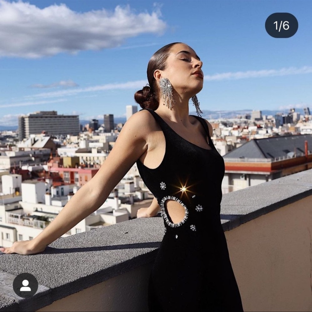 Zara JEWEL TRIM VELVET DRESS